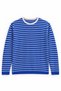 Lightweight Oversized Striped Blue and Cream Fine Knit Sweater - 3