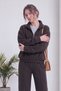 Women's half-zip sweatshirt and wide-leg sweatpants set—Brown, Black - 2