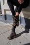 ELLIS WOMEN'S COFFEE-COLORED GENUINE LEATHER PADDED WEDGE HEEL SNEAKER BOOTS WITH VELCRO CLOSURE - 3