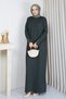 Women's V-Neck, Beaded-Sleeve, Mercerized Knit Dress - 2
