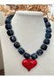 Heart-shaped beaded necklace with imported Acrylic cube beads - 3