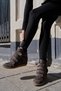 ELLIS WOMEN'S COFFEE-COLORED GENUINE LEATHER PADDED WEDGE HEEL SNEAKER BOOTS WITH VELCRO CLOSURE - 2