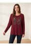 Women's Italian Blouse with Stone Embellishments and Bicycle Print Oversized Loose-Fit Textured Knit Blouse Tunic