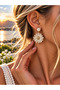 Women's Gold Detailed Woven-Look Earring Styles | Chic Dangle Earrings with Floral and Geometric Designs - 2