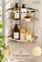 2-Tier Corner Bathroom Shampoo Holder, 304 Stainless Steel, Adhesive and Screw-Mounted Bathroom Shelf, Chrome, 5-Year Warranty - 8