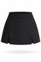 Women's Black Crepe Skirt with Shorts, Mini Length, High Slit Detail - Black - 8