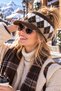 Women's Plush Visor Hat with Diamond Pattern, Winter Beanie with Brim