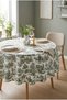 Green French-Patterned Stain Resistant, Waterproof Fabric Round Tablecloth for Kitchen, Living Room, Balcony, and Garden; Table Setting; Authentic, Decorative, and Stylish Decor
