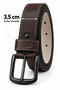 Men's Brown 3.5 cm Metal Buckle Belt with Stitching Detail for Jeans and Fabric Trousers - 2