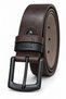 Men's Dark Brown 4 cm Double Buckle Metal Buckle Jeans and Fabric Trouser Belt - 3