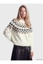 Rmz Gi̇yi̇m Farkiyla Dik Roba Collar Embroidered Women's Knitwear Sweater
