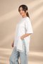 Women's Asymmetrical Interlock Modal Short-Sleeve T-Shirt with Slit and Lace Details - 2