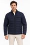 Men's stand collar water repellent puffer quilted three-pocket jacket - navy blue - 8