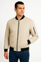 Men's Bomber Coat with Pockets, Quilted Lining, Zippered Sleeves, Water Repellent Jacket - Beige - 6