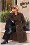 EGZOTİK ASORTİK Women's Lined Classic Trench Coat with Laser Cut Floral Design - 7