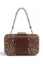 Brown Satin Evening Clutch with Crystal Accents, Silver Frame, and Strappy Handle for Women—Perfect for Weddings, Engagements, and Graduations - 4