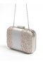 Silver Satin Evening Clutch with Crystal Accents and Silver Frame, Chain Strap—Perfect for Weddings, Engagements, and Graduations - 3