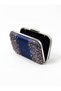Navy Blue Satin, embellished with stones, beaded, strappy, with a chain strap for women's evening bags for weddings and engagements - 5