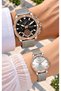 SILVER WOVEN STEEL BRACELET, ROSE-GOLD CASE—IN A STYLISH BOX—LOVEBIRD COUPLE'S WATCHES + BRACELET - 2