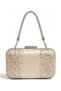 Ecru Satin, embellished with stones, beaded, strappy, with a chain strap, women's evening clutch bag for weddings and engagement parties - 3
