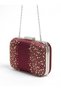 Burgundy Satin, Embellished with Stones, Pearl-Handled Chain Strap, Women's Evening Clutch Bag for Weddings and Engagements - 6
