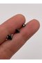 Black Square Steel Earring, Single Piece, Unisex - 2