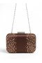 Brown Satin Crystal-Embellished Silver-Framed Chain Strap Women's Evening Clutch for Weddings, Engagements, and Graduations - 5