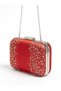 Red Satin Clutch Bag with Chain Strap and Stones for Weddings and Engagement Parties - 5