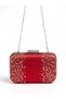 Red Satin Clutch Bag with Chain Strap and Stones for Weddings and Engagement Parties - 4