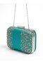 Green Satin Clutch Bag Embellished with Stones and Pearl Handle for Women's Evening Wear for Weddings and Engagements - 7