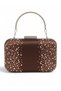 Brown Satin Evening Clutch with Crystal Accents, Silver Frame, and Metal Handles for Women—Perfect for Weddings, Engagements, and Graduations - 4