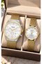YELLOW WOVEN STEEL BRACELET, WHITE DIAL, COUPLE'S WATCHES + BRACELET - 2