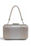 Silver Satin Crystal-Embellished Silver-Strappy Handle Evening Clutch for Women—Weddings, Engagements, Graduations - 3