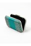 Green Satin Crystal-Embellished Silver-Framed Chain Strap Women's Evening Clutch for Weddings, Engagements, and Graduations - 3