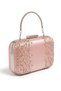 Powder Pink Satin Crystal-Embellished Silver-Framed Metal-Handled Women's Evening Clutch for Weddings, Engagements, and Graduations - 2