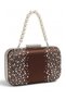 Brown Satin Clutch Bag Embellished with Stones and Pearl Handle for Women's Evening Wear for Weddings and Engagements - 4