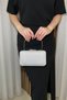 Women's Silver-Glittery Evening Clutch with Silver Accents—Stylish Chain-Strap Evening and Party Clutch