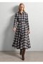 Classic Shirt with a Navy and Brown Plaid Pattern - 3