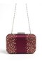 Burgundy Satin Clutch Bag Embellished with Stones and Featuring a Chain Strap for Women's Evening Wear for Weddings and Engagement Parties - 5
