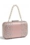 Powder-Pink Satin Crystal-Embellished Pearl-Strappy Chain Strap Women's Evening Clutch Bag for Weddings and Engagements - 2