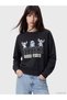 XSIDE Anthracite Stitch-Printed Oversized Women's Thick Sweatshirt—The ALITA CITY Difference - 2