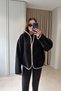 KARYOKA STITCHED ZIPPED FLEECE-Lined - BLACK