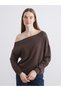 XSIDE Brown Boat Neck Women's Sweatshirt, Featuring the ALITA CITY Touch