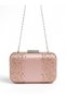 Powder-Colored Satin, Embellished with Stones, Strappy Metal Chain Strap, Women's Evening Clutch Bag for Weddings and Engagements - 5