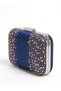 Navy Blue Satin, embellished with stones, beaded, strappy, with a chain strap for women's evening bags for weddings and engagements - 2