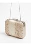 Ecru Satin Clutch Bag with Chain Strap and Stones for Weddings and Engagement Parties - 4
