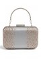 Silver Satin Clutch Bag Embellished with Stones and Featuring a Metal Chain Strap for Women's Evening Wear for Weddings and Engagements - 3