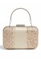 Ecru Cream Satin Crystal-Embellished Silver-Framed Metal-Handled Women's Evening Bag for Weddings, Engagements, and Graduations - 4