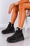 Detroit Series Black and Silver Studded Women's Platform Boots with Zipper, Elastic, and Thick Soles - 6