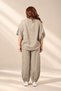 Women's Wide Collar Half Sleeve Blouse Elastic Waist Pocketed Lace Trousers Lace Detailed Italian Large - 4